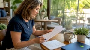 Adult woman completing concussion recovery checklist