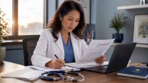 Doctor reviewing neurodegeneration test results