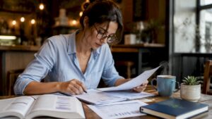 Functional medicine practitioner reviewing lab reports