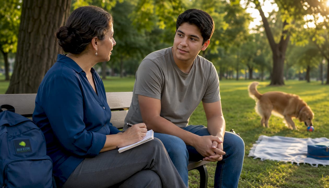 Cognitive behavioral therapy session in therapy office