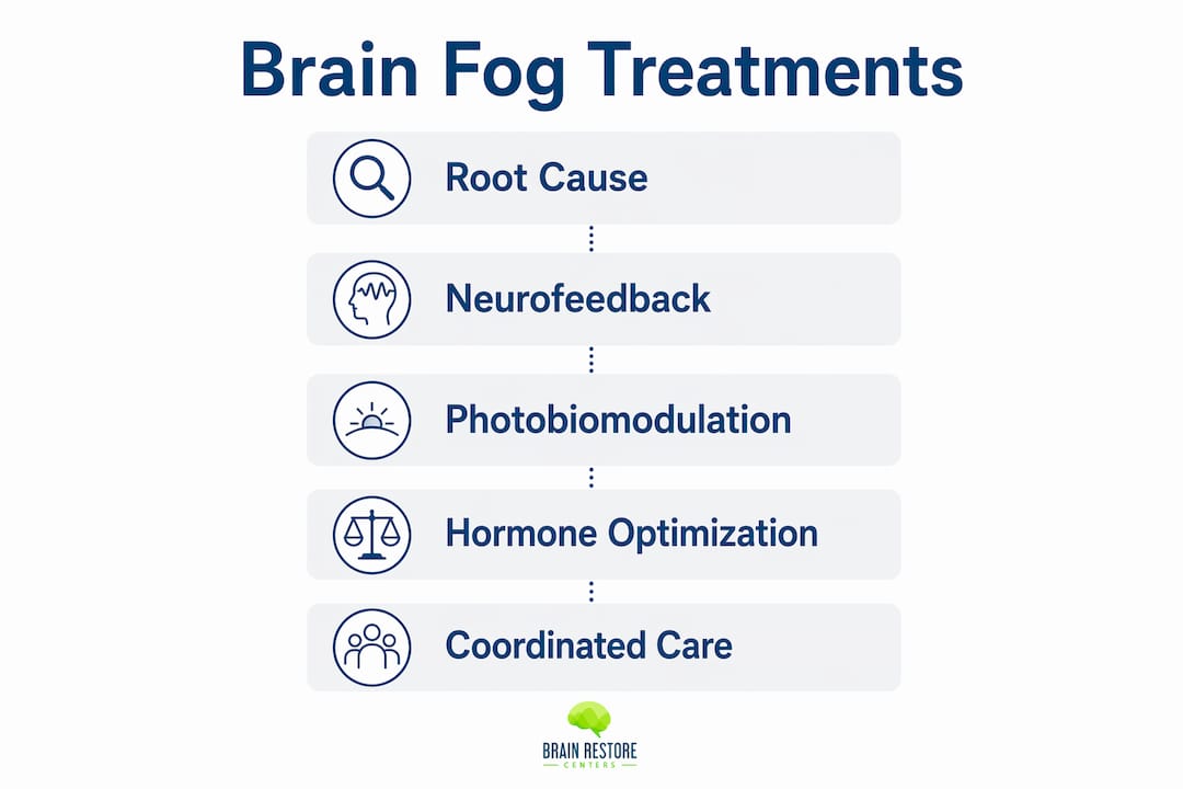 Infographic showing brain fog treatment steps