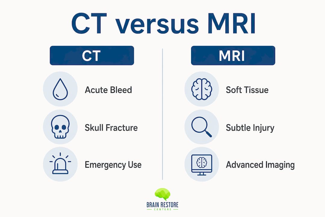 Infographic comparing CT and MRI brain scans