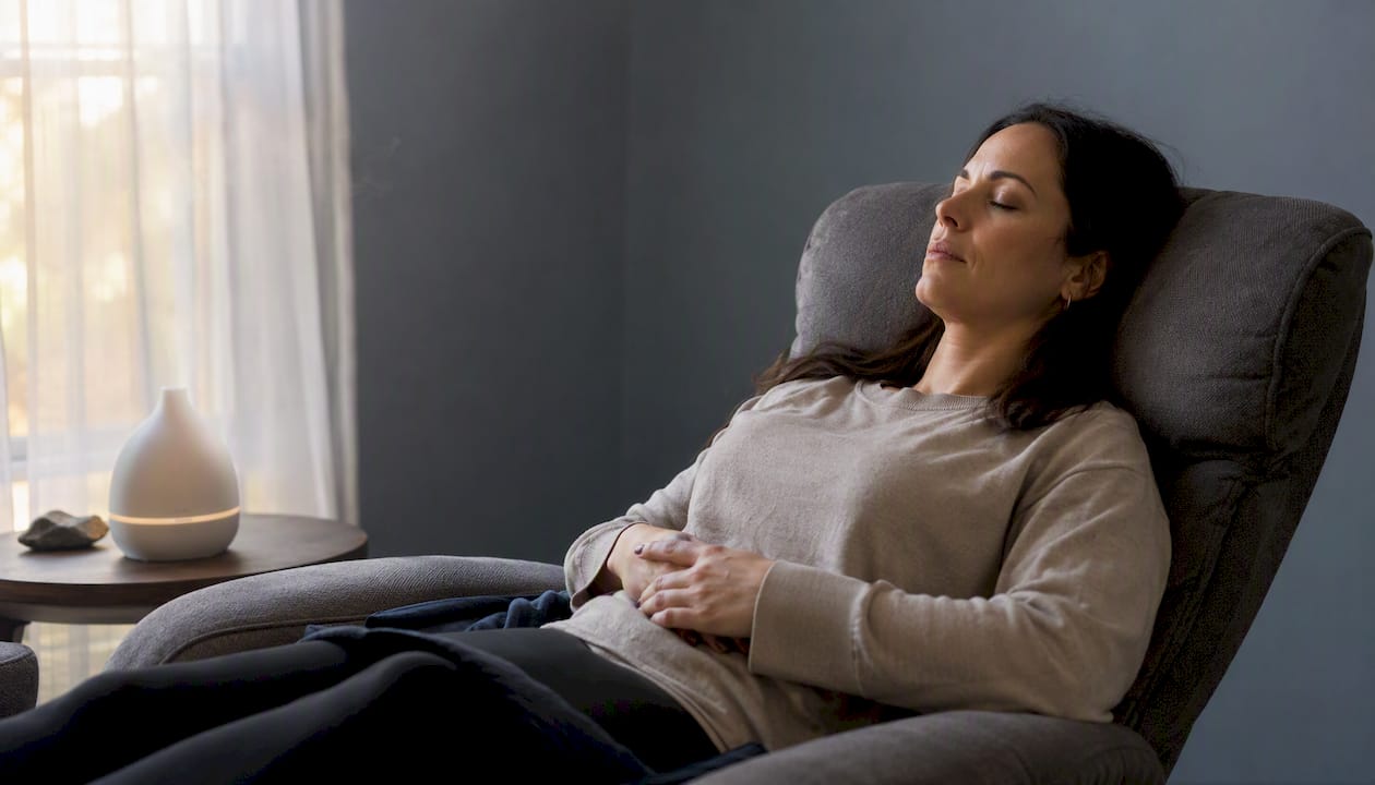 Patient practicing mental imagery during neurofeedback