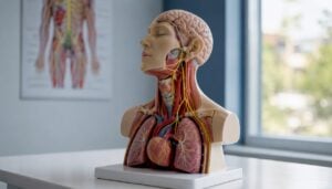 Human neck model showing vagus nerve path