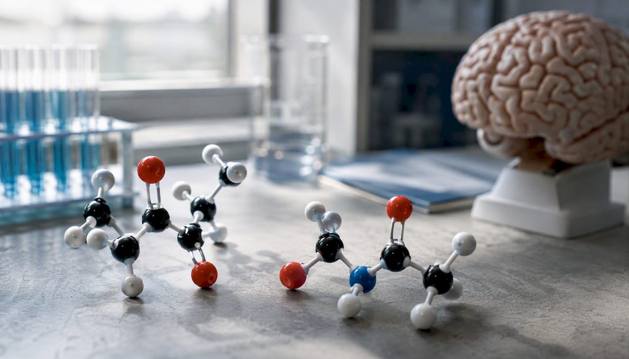 Molecular model of ketone bodies near brain model