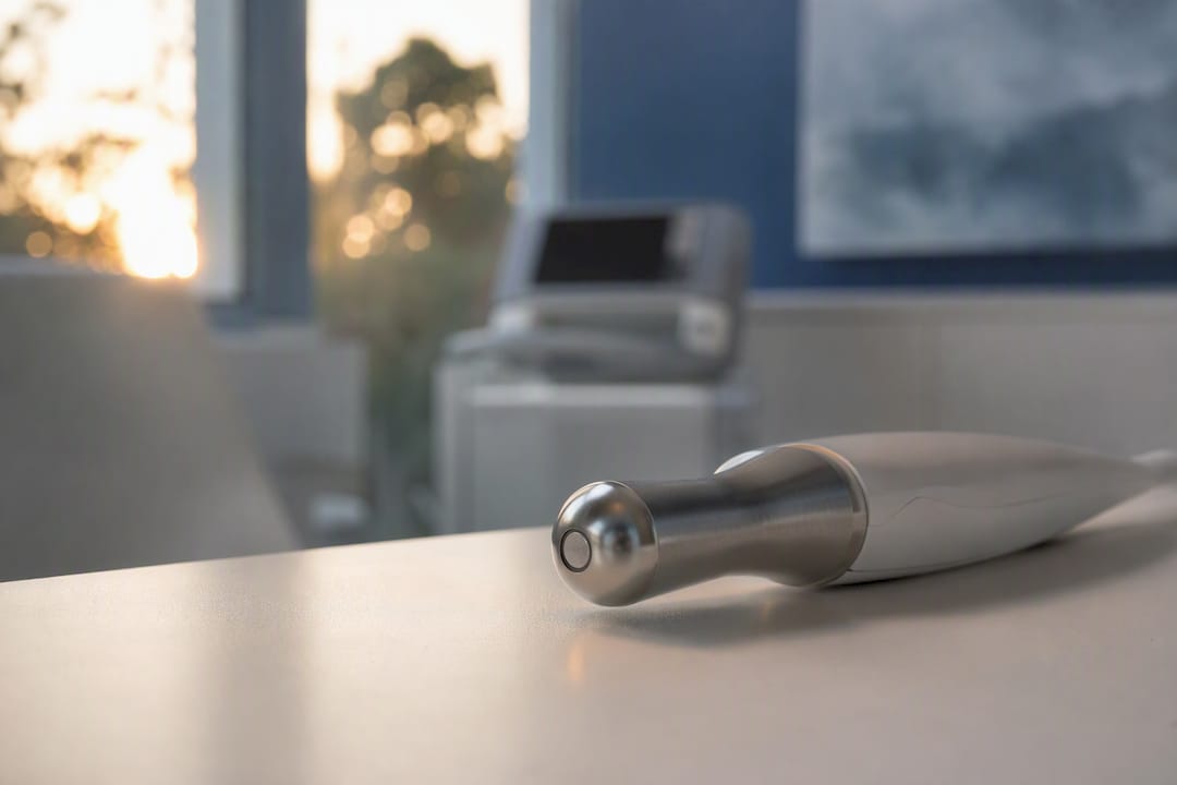 Close-up of cold laser therapy device tip