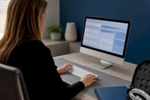 Clinic specialist preparing neurofeedback insurance claim