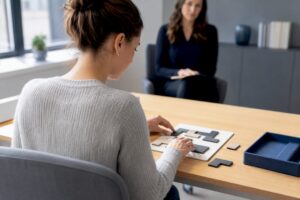 Patient completing a cognitive assessment