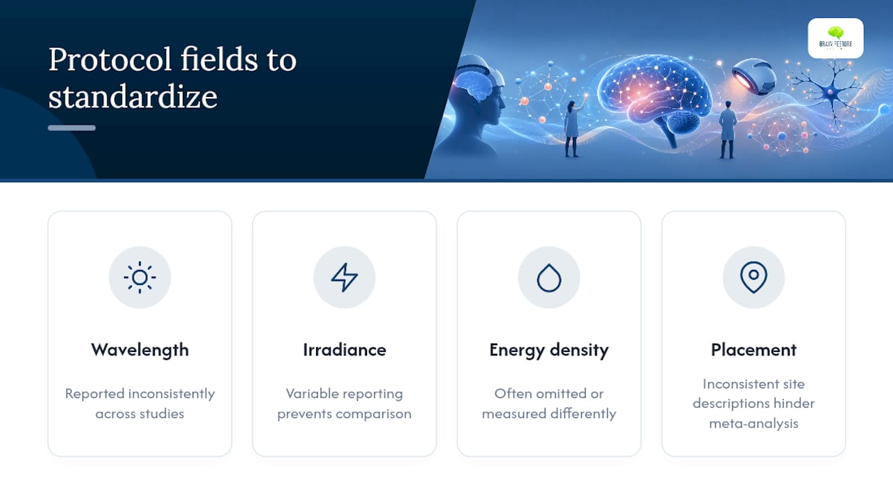 Four standardized photobiomodulation protocol fields