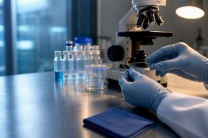 Laboratory microscope and slide for gut research