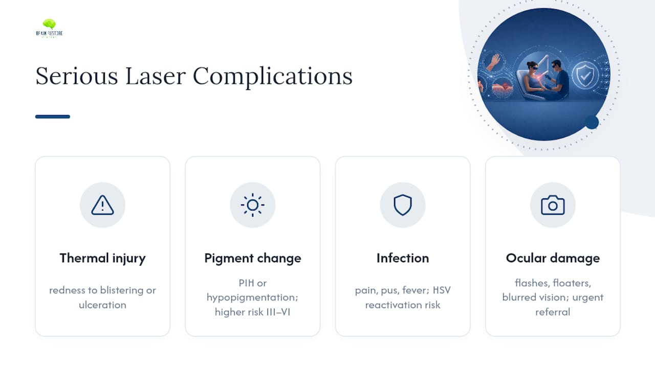 Four serious laser complication categories