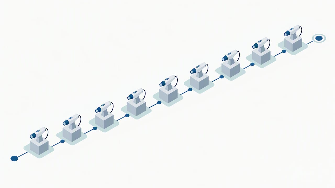 Illustrated sequence of laser therapy sessions