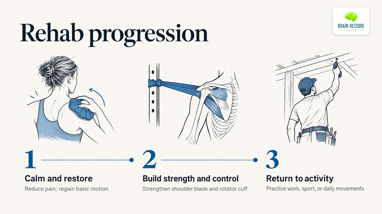 Three phases of progressive shoulder rehabilitation