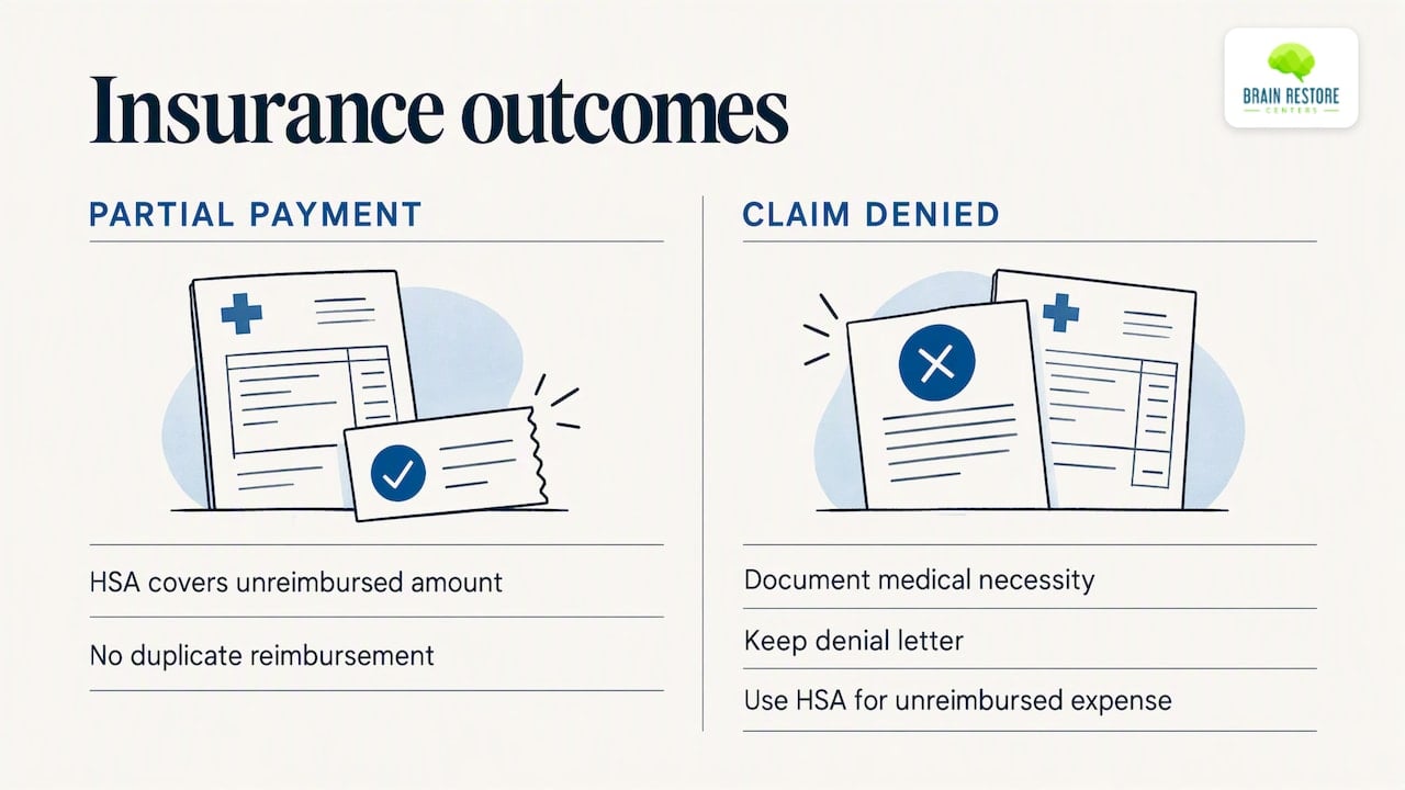 Insurance payment and denial HSA reimbursement paths