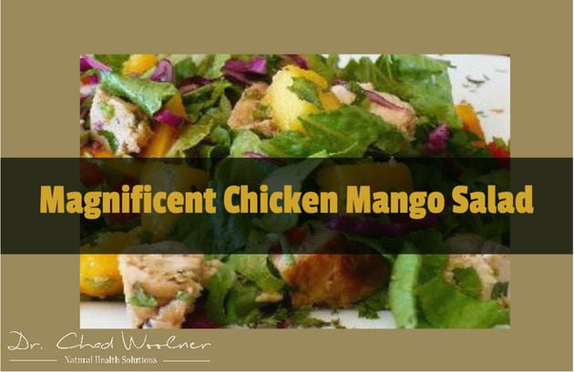 Chicken mango salad with lettuce and colorful vegetables; Magnificent Chicken Mango Salad recipe